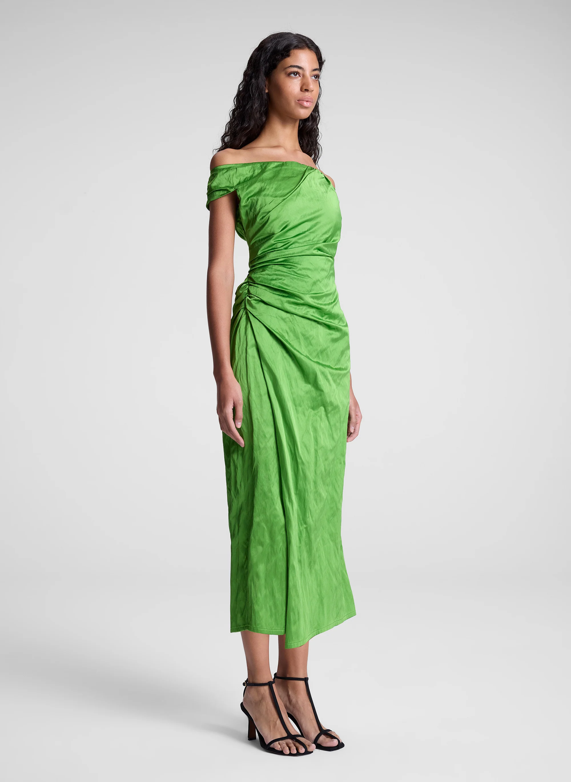 Camille Off Shoulder Satin Dress - Image 3