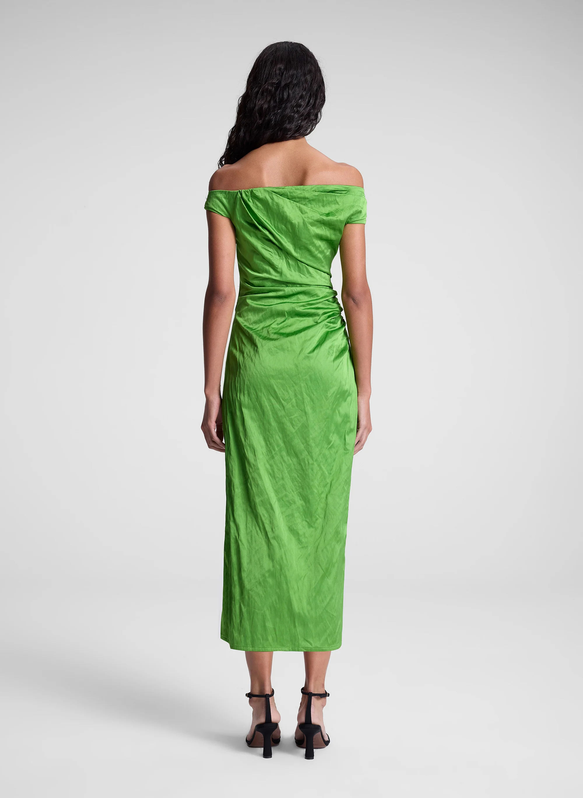 Camille Off Shoulder Satin Dress - Image 5