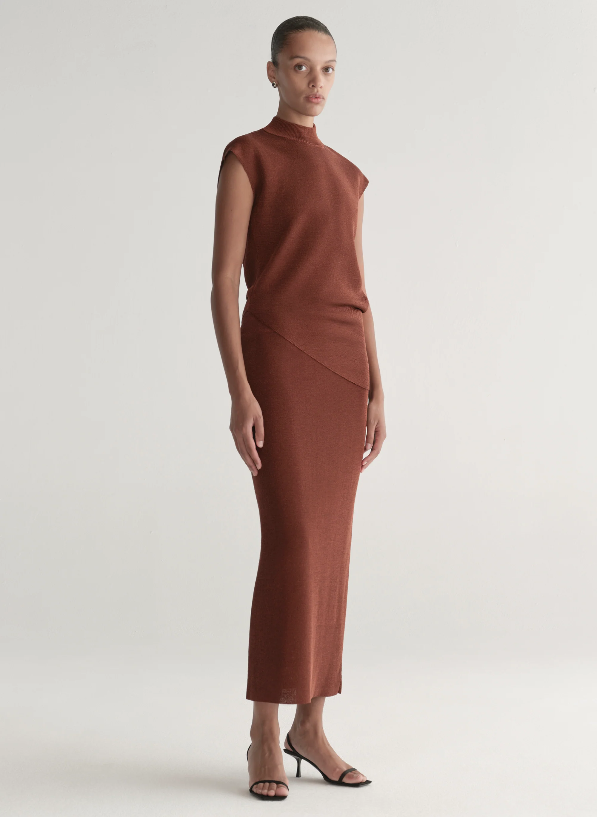 Edith Metallic Knit Asymmetric Top - Image 3