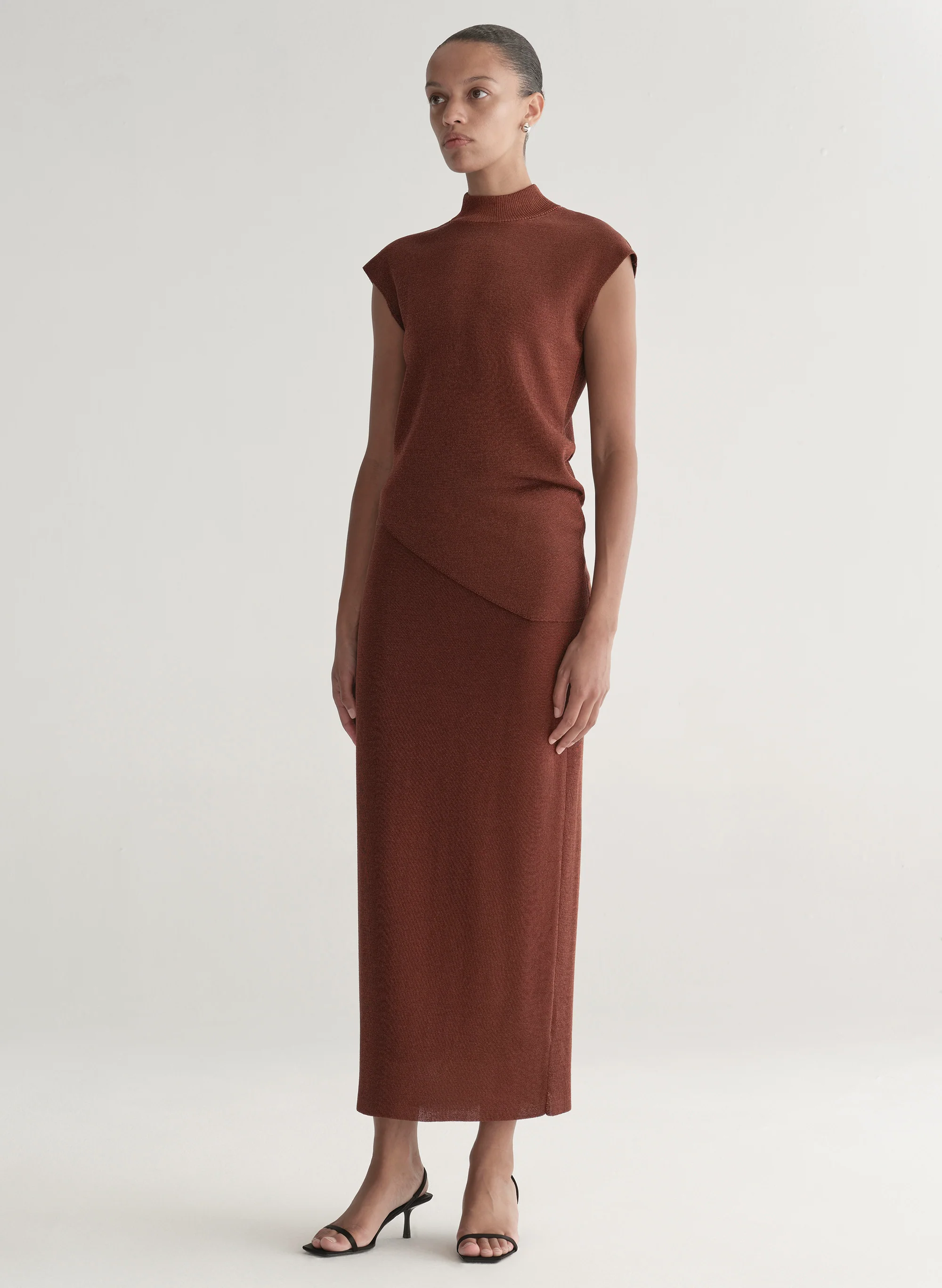 Edith Metallic Knit Asymmetric Top - Image 4