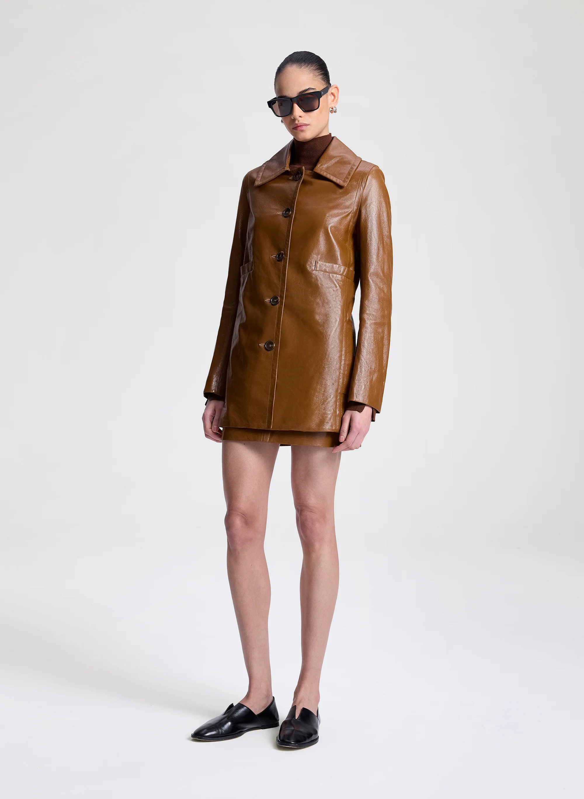 Ghia Glossy Leather Jacket - Image 4