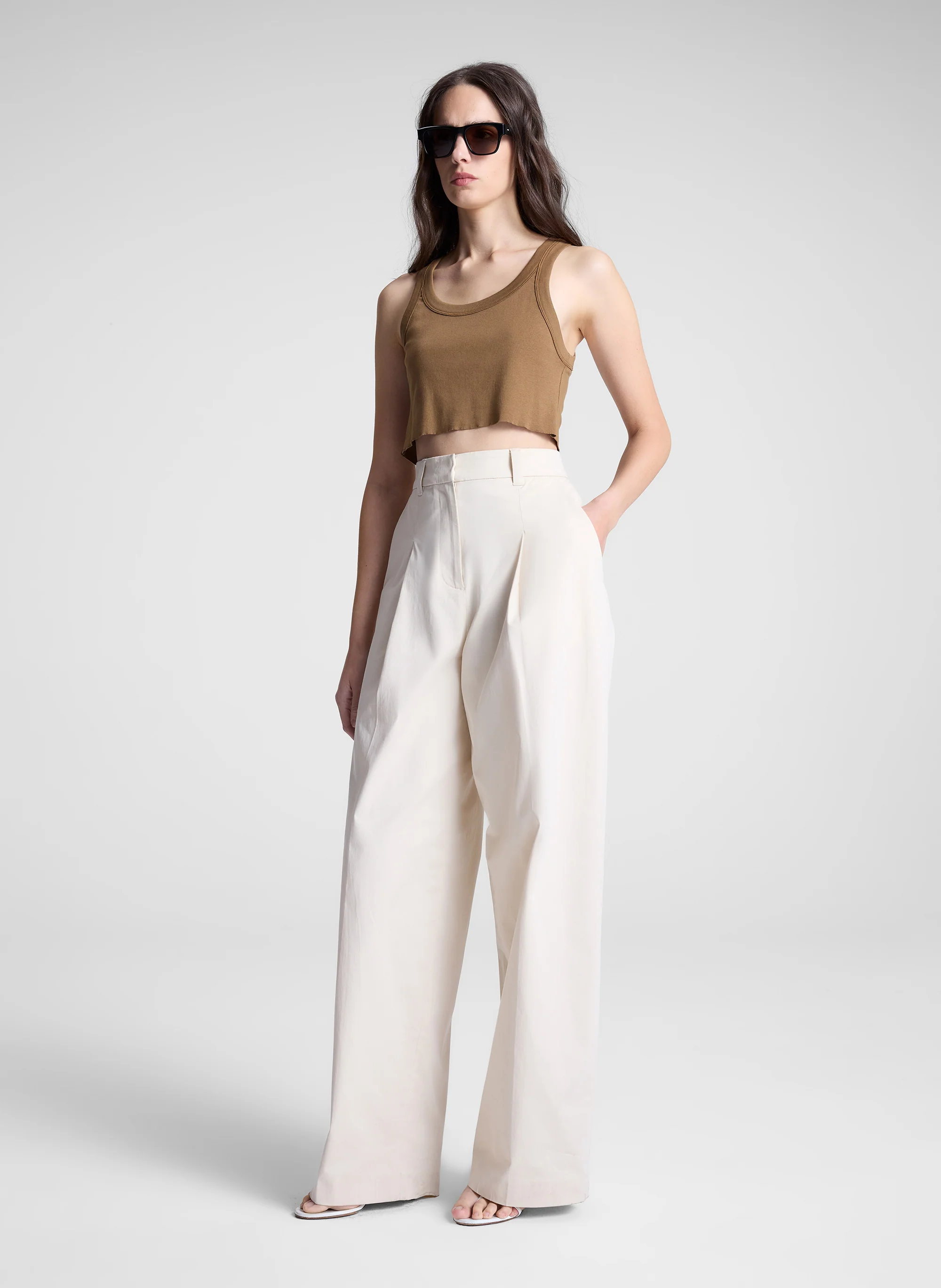 Halsey Cropped Cotton Rib Tank - Image 4