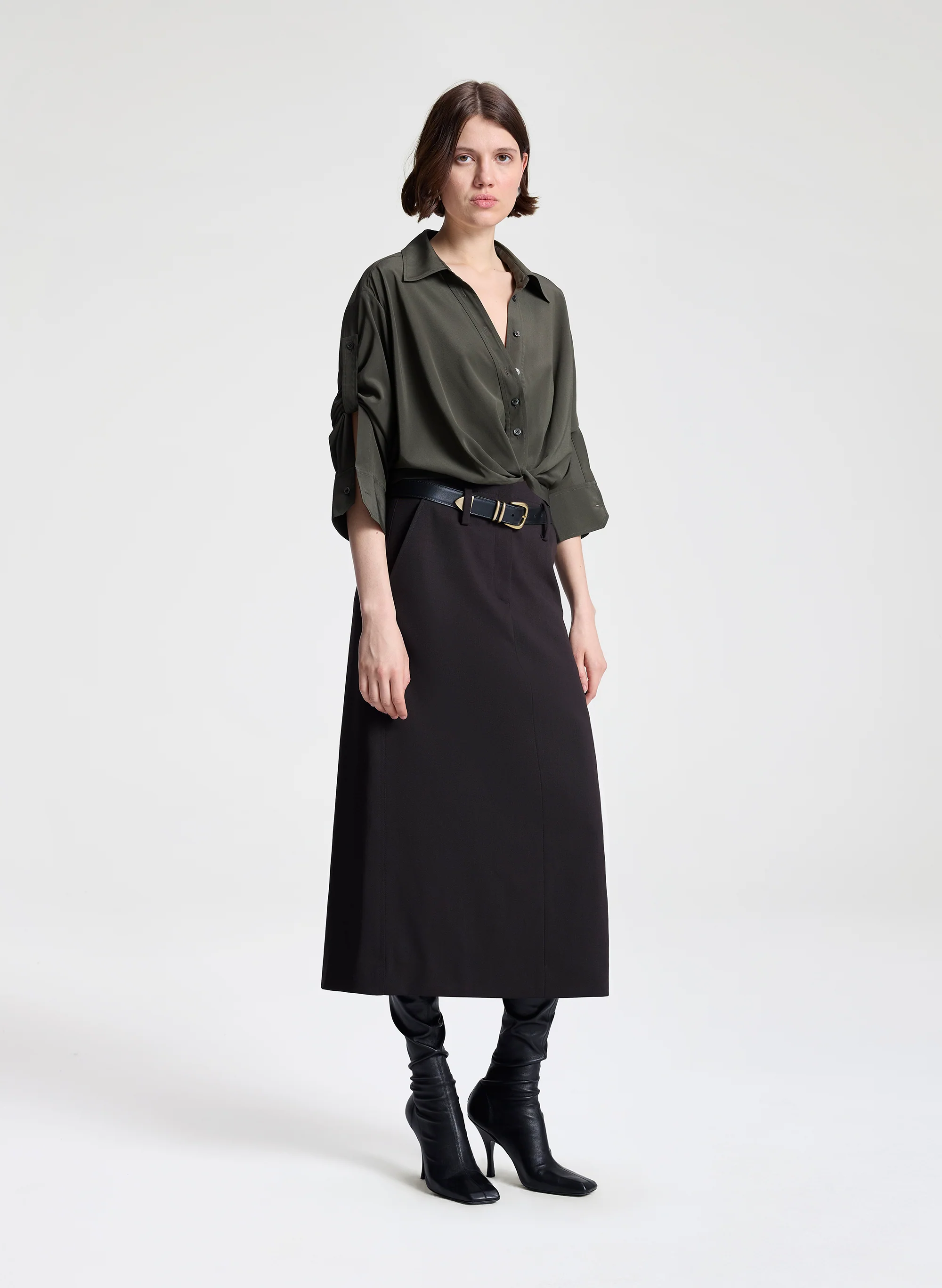 Leo Cropped Silk Shirt - Image 3
