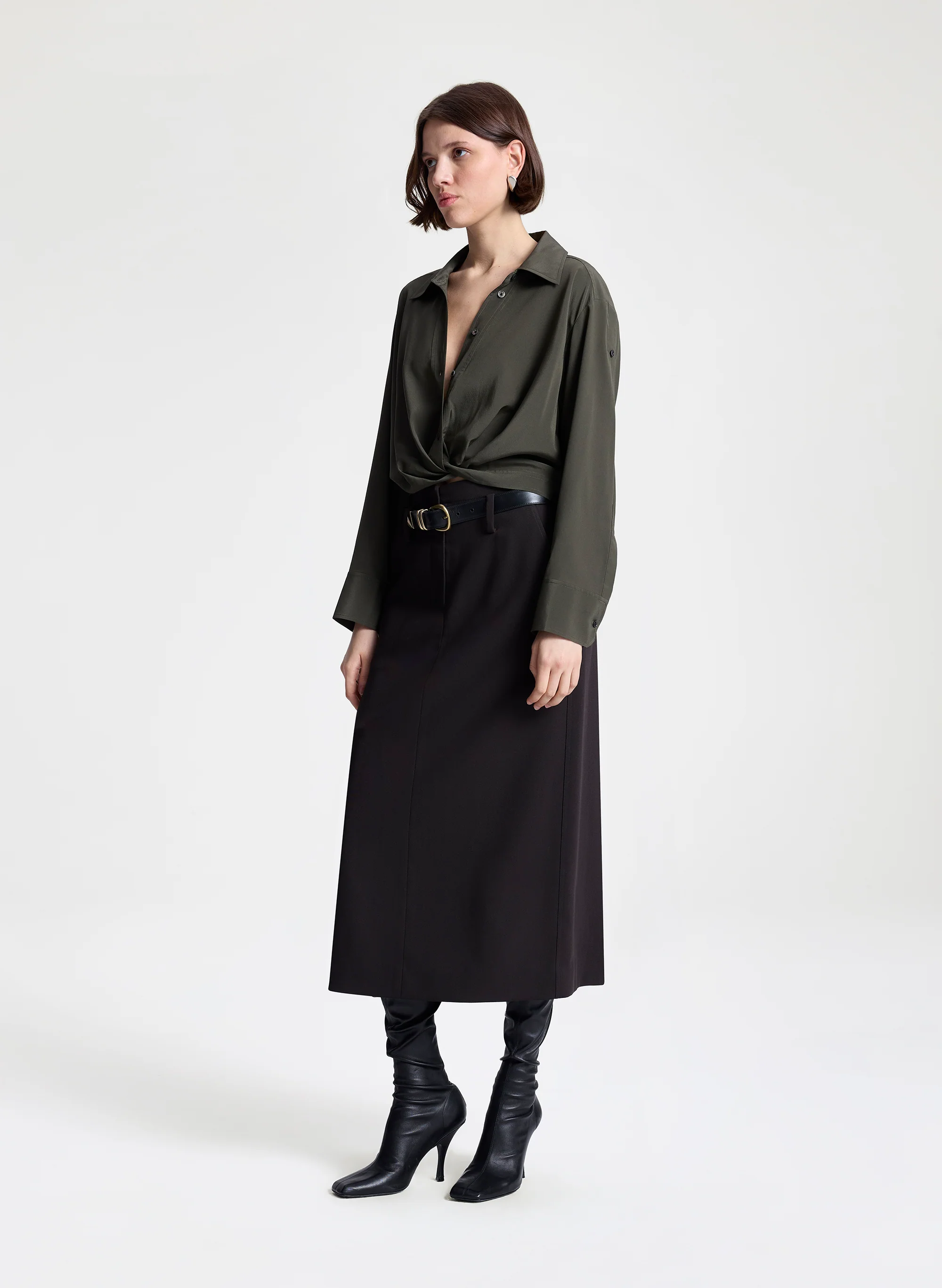 Leo Cropped Silk Shirt - Image 4