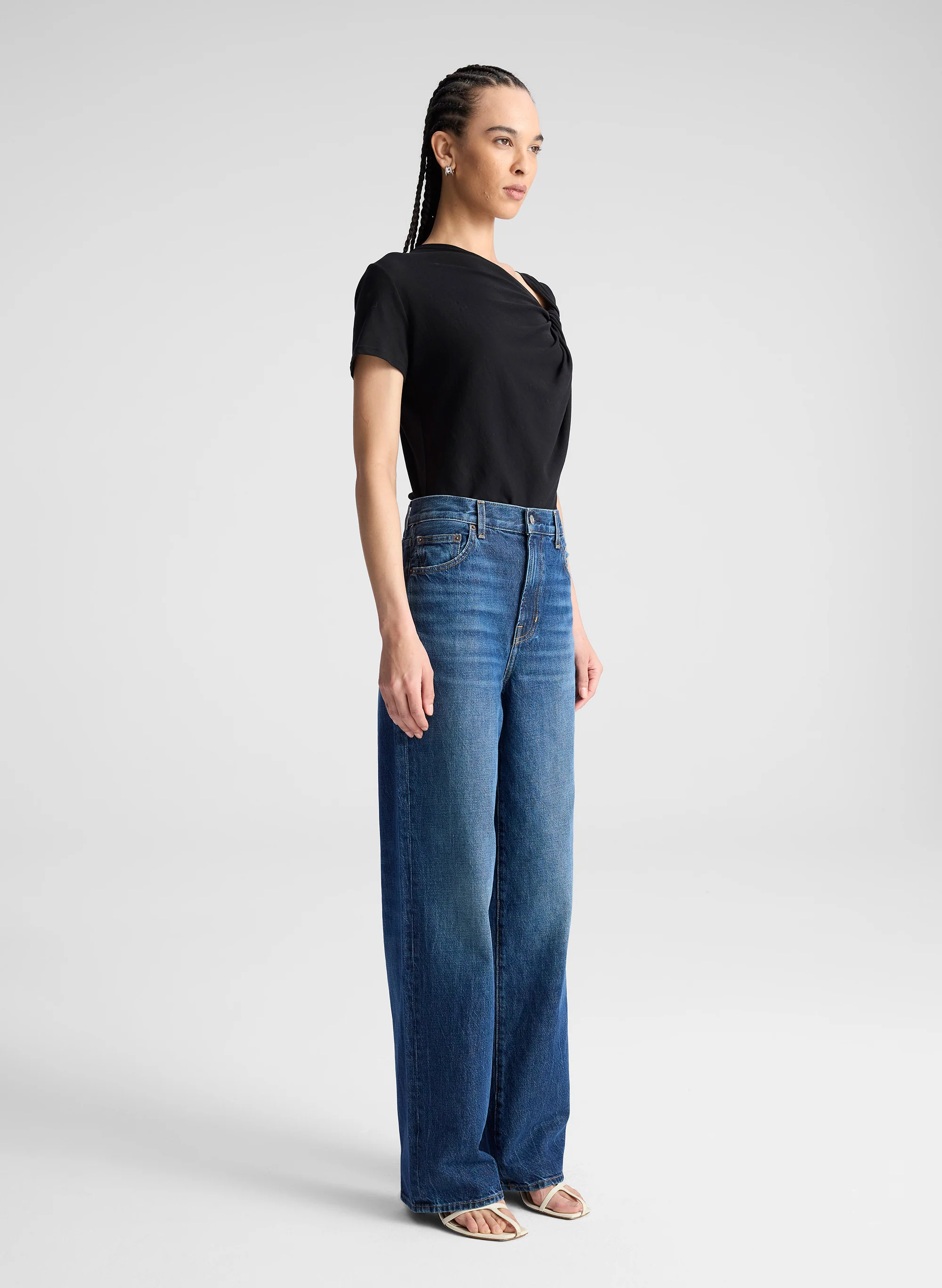 Liz Asymmetric Cotton Crepe Tee - Image 3