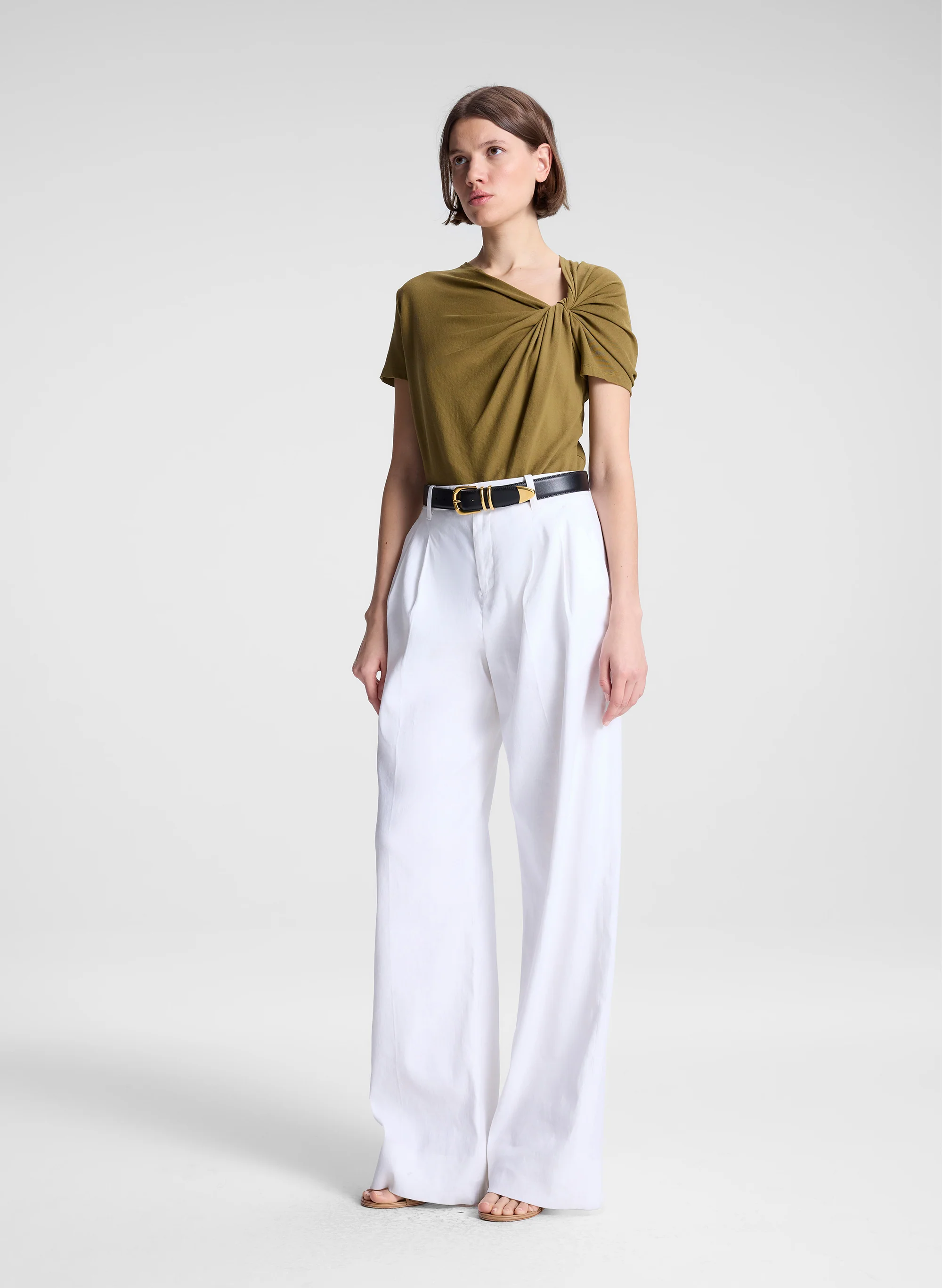 Liz Asymmetric Cotton Crepe Tee - Image 4