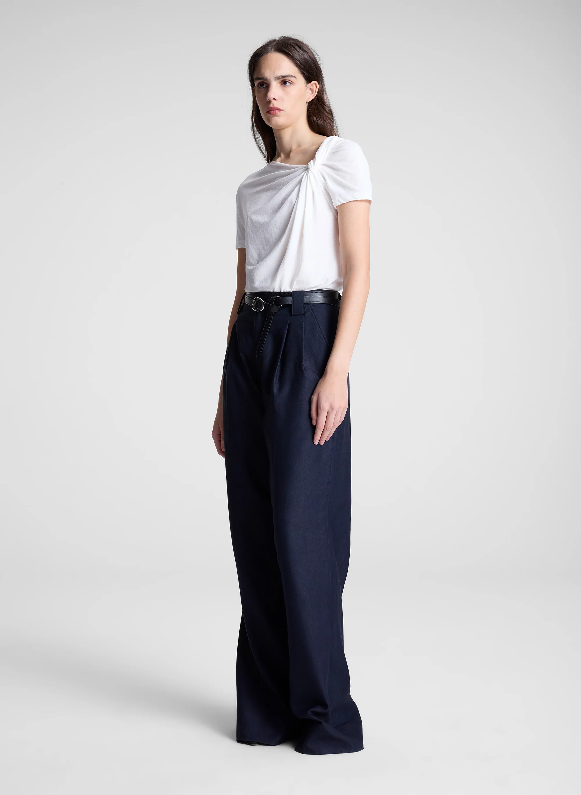 Liz Asymmetric Cotton Crepe Tee - Image 4