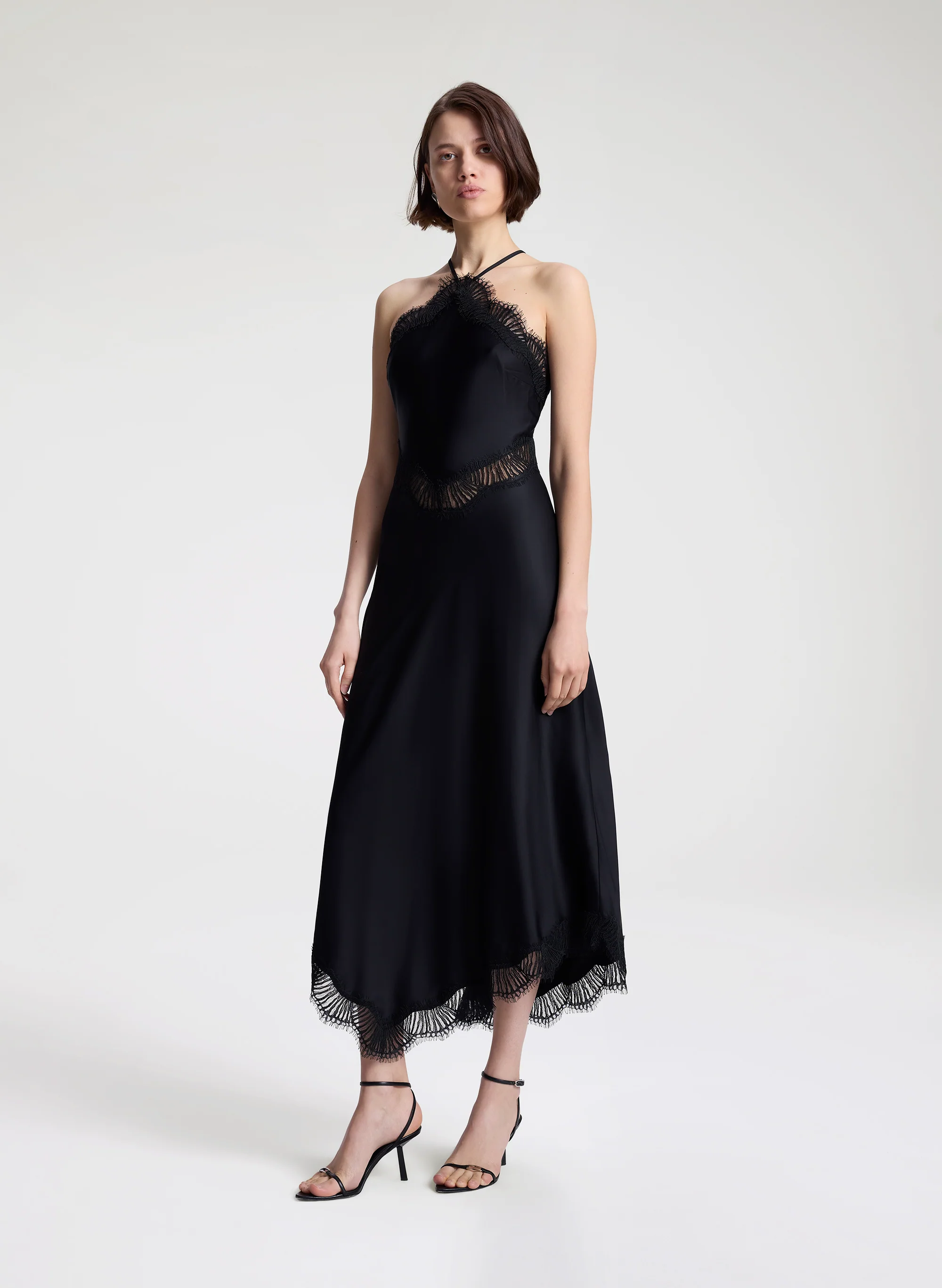 Lucia Satin and Lace Midi Dress - Image 5