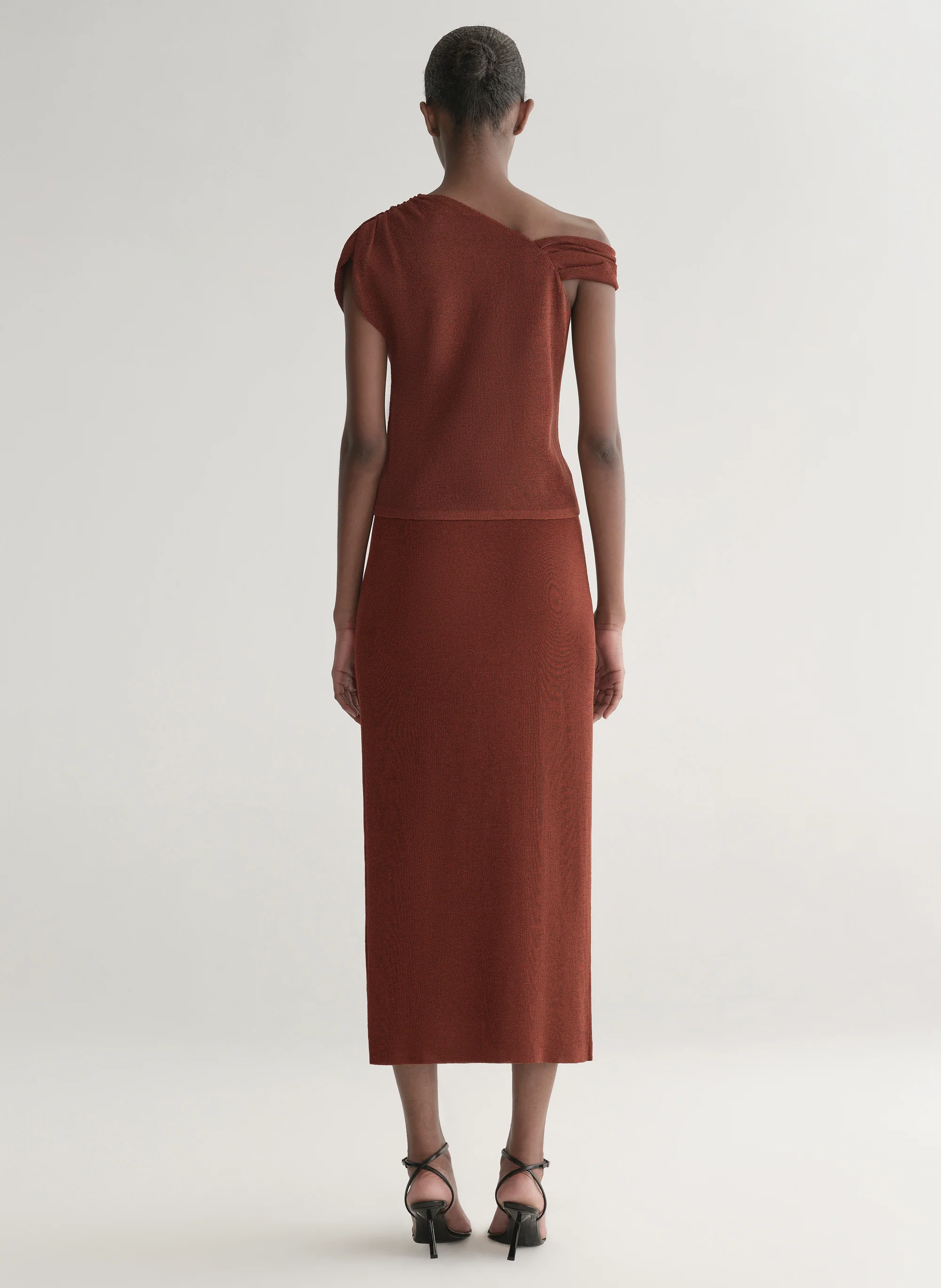 Mona Metallic Knit Asymmetric Top - Image 5