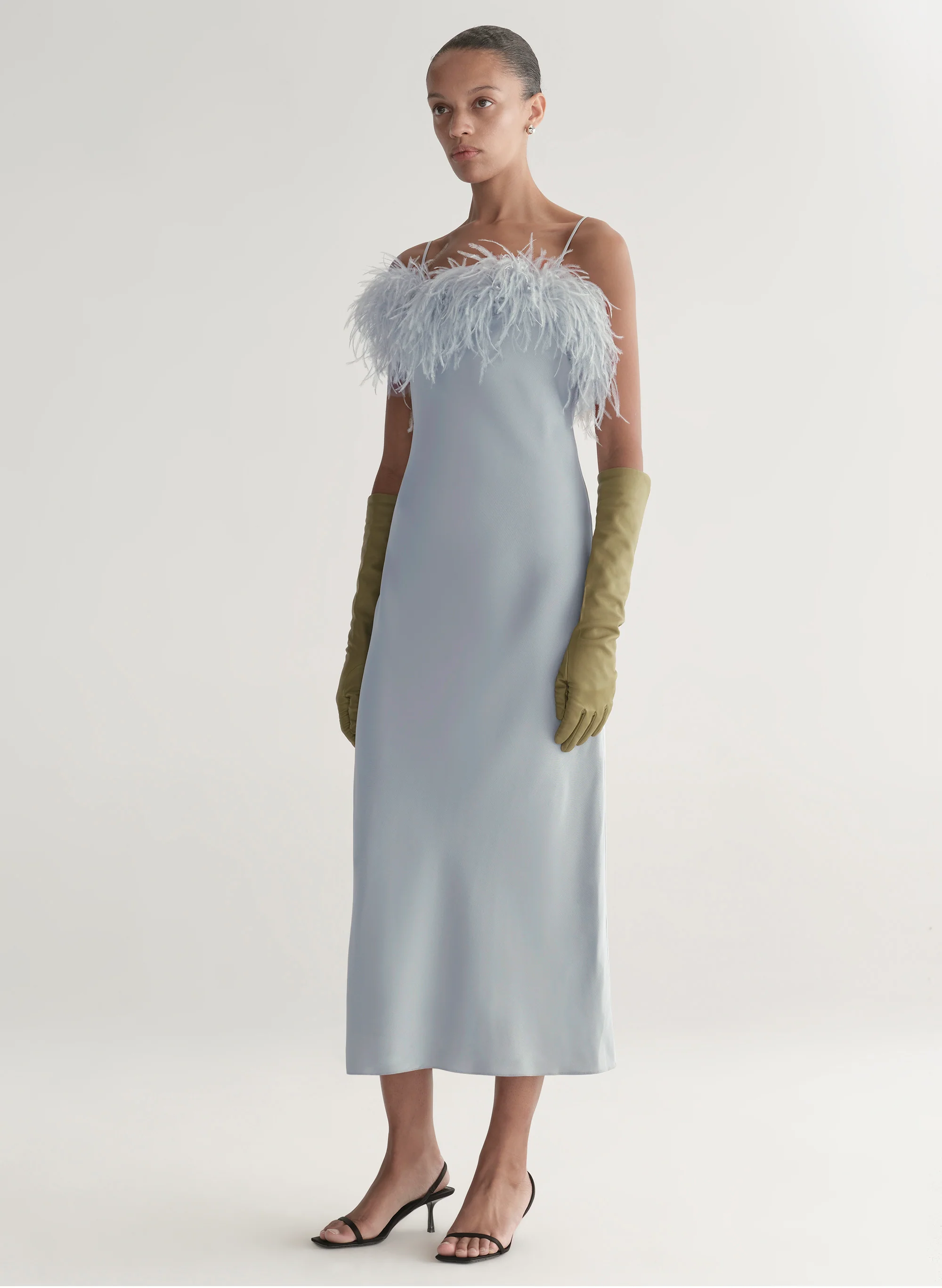 Odette Feather Trimmed Midi Dress - Image 4