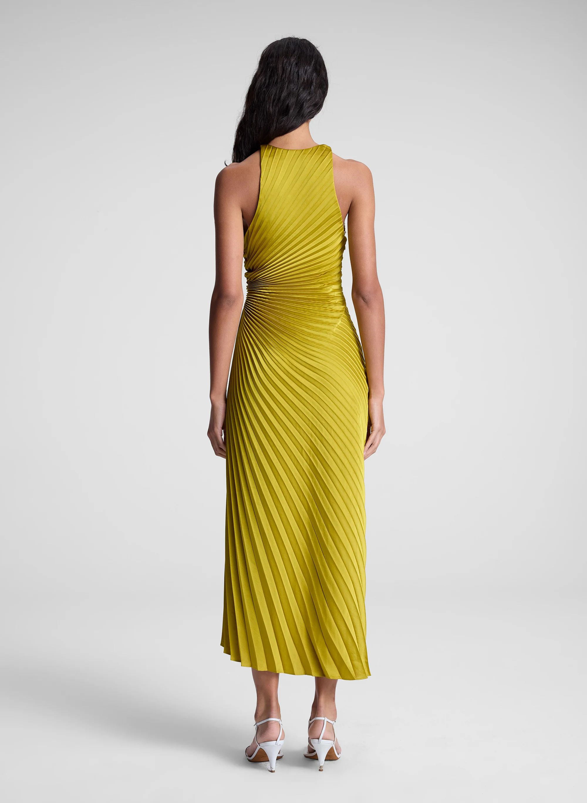 Reagan Satin Pleated Midi Dress - Image 5
