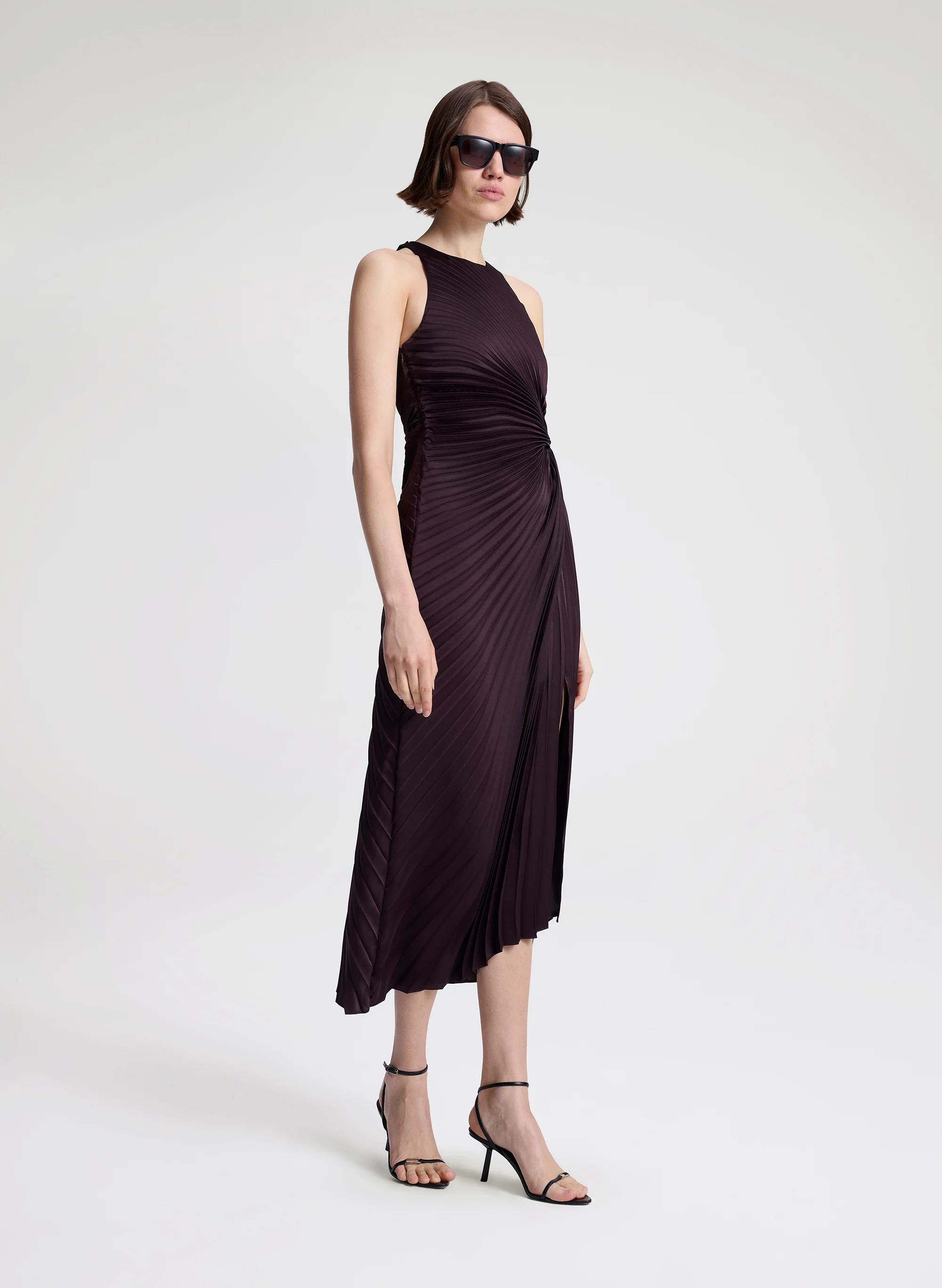 Reagan Satin Pleated Midi Dress - Image 3