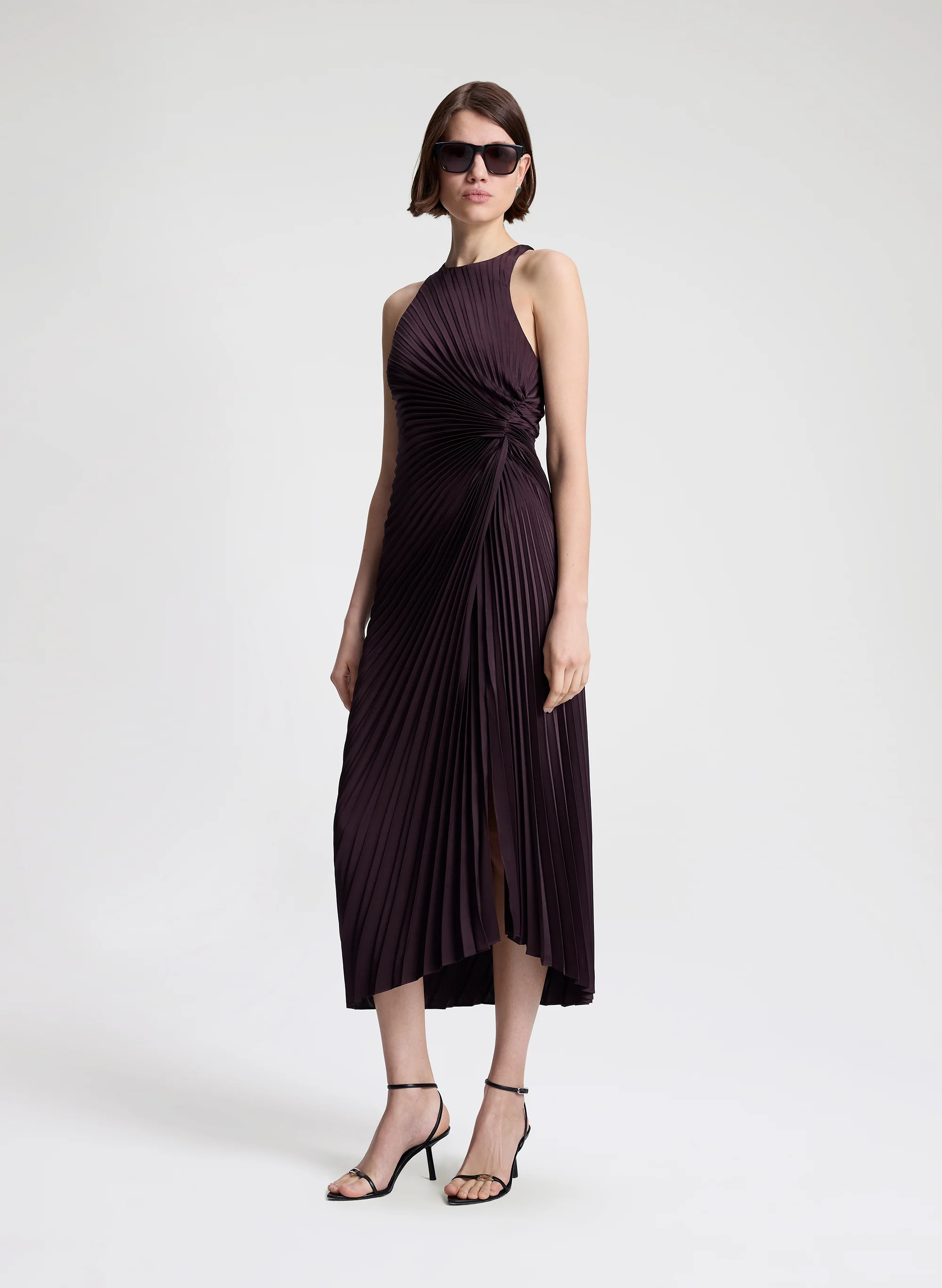 Reagan Satin Pleated Midi Dress - Image 4