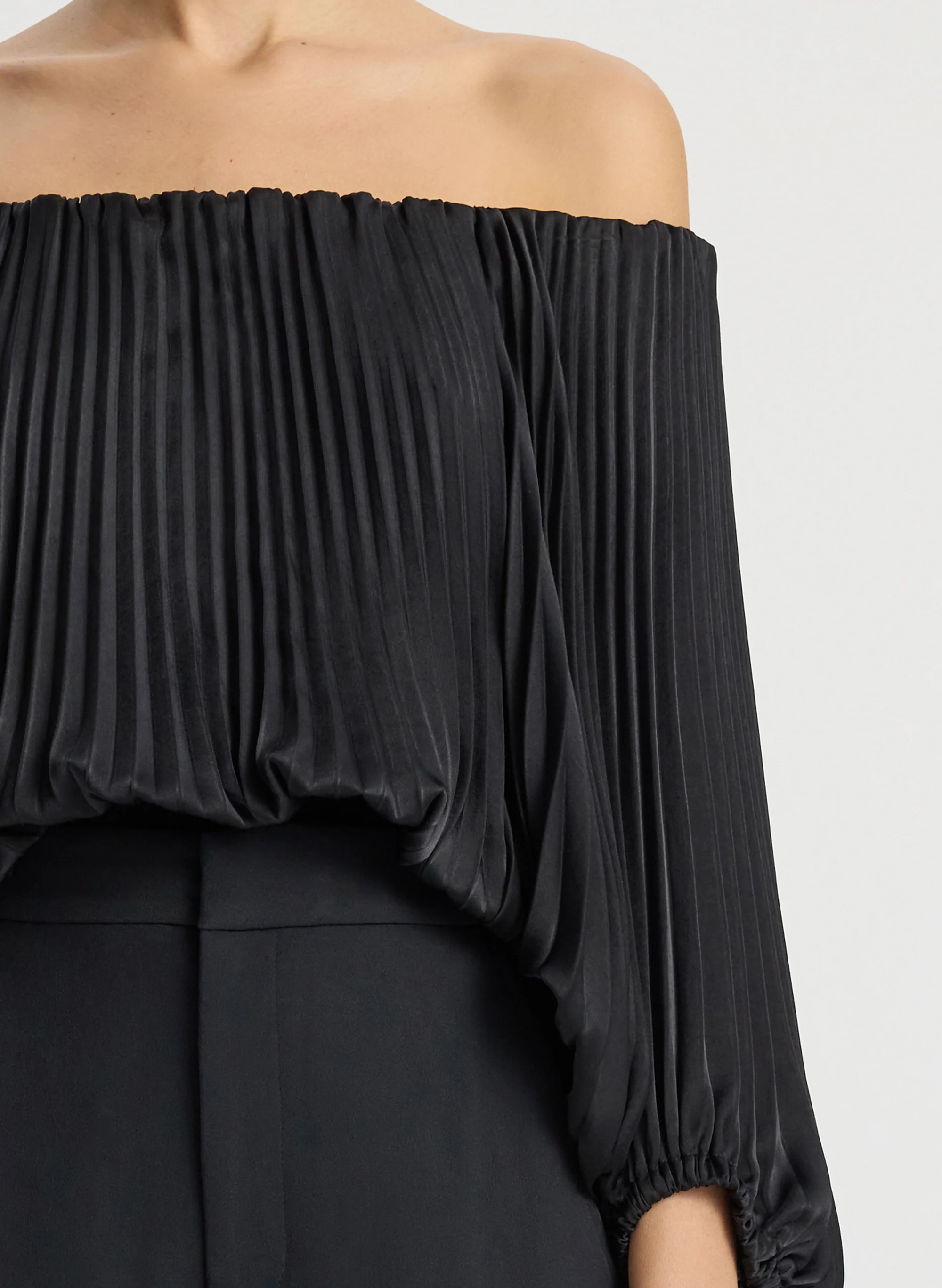 Sienna Satin Pleated Off Shoulder Top - Image 5