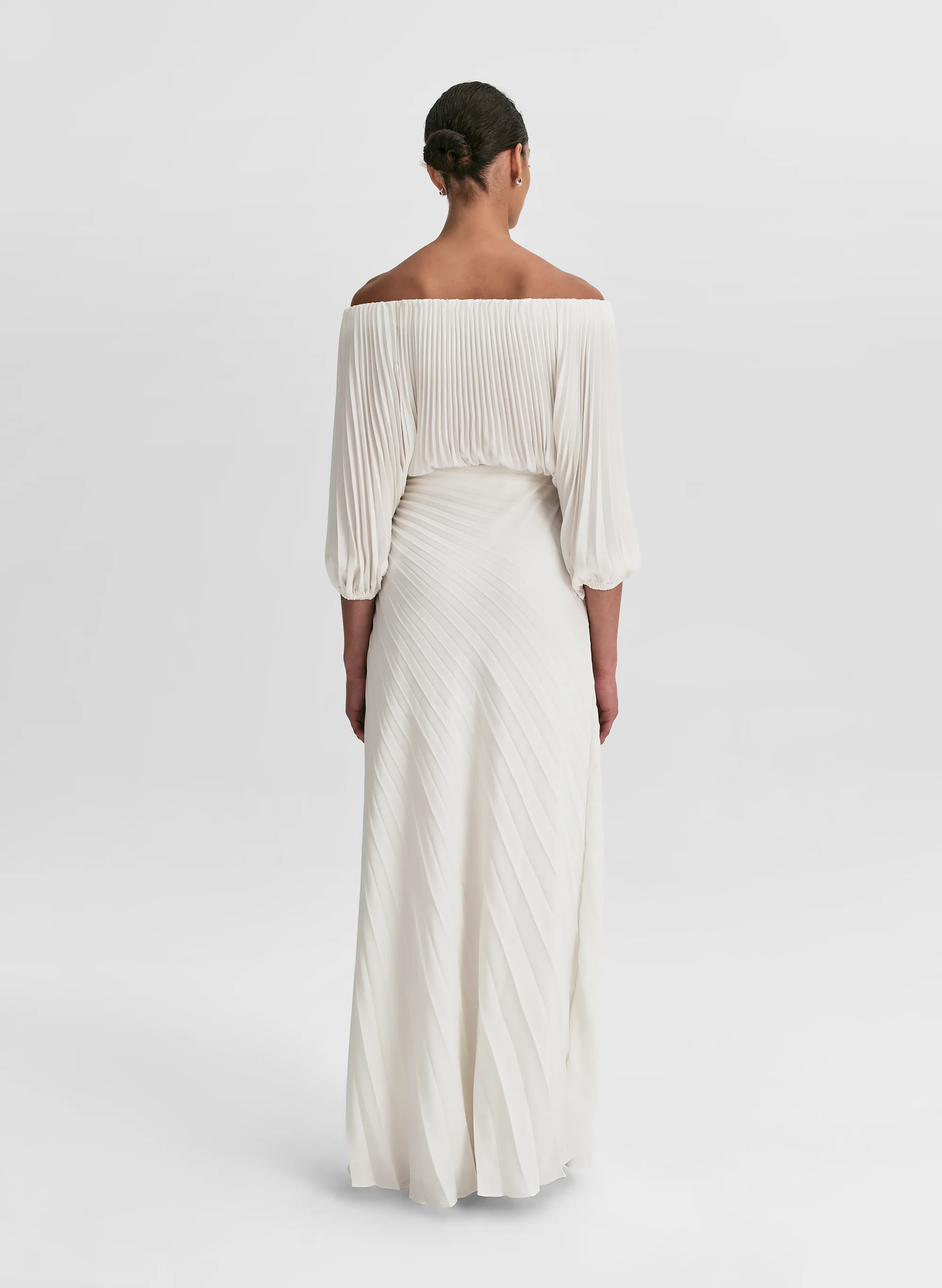 Sienna Satin Pleated Off Shoulder Top - Image 5