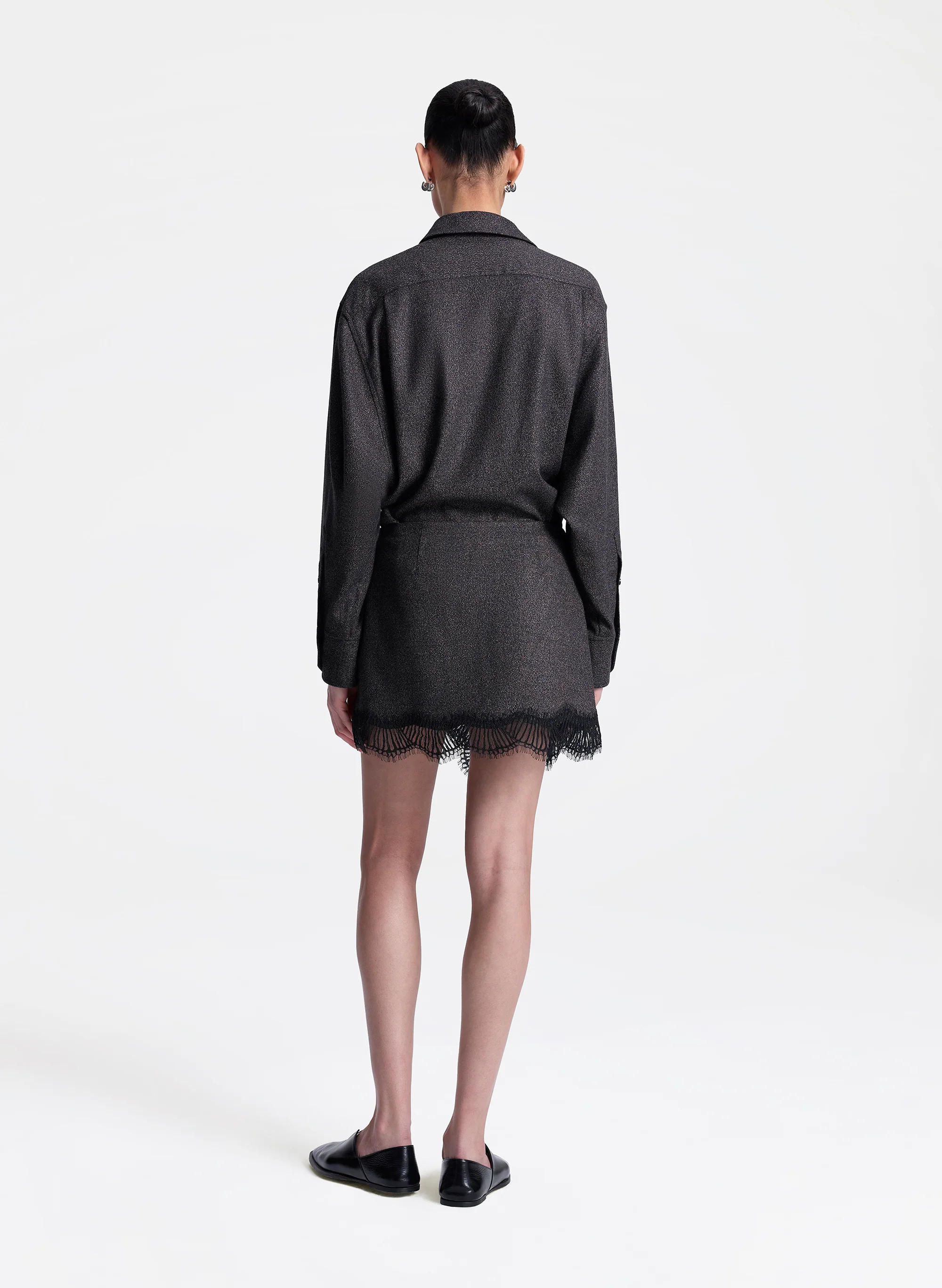 Sophia Wool Marled and Lace Mini Skirt - Image 5