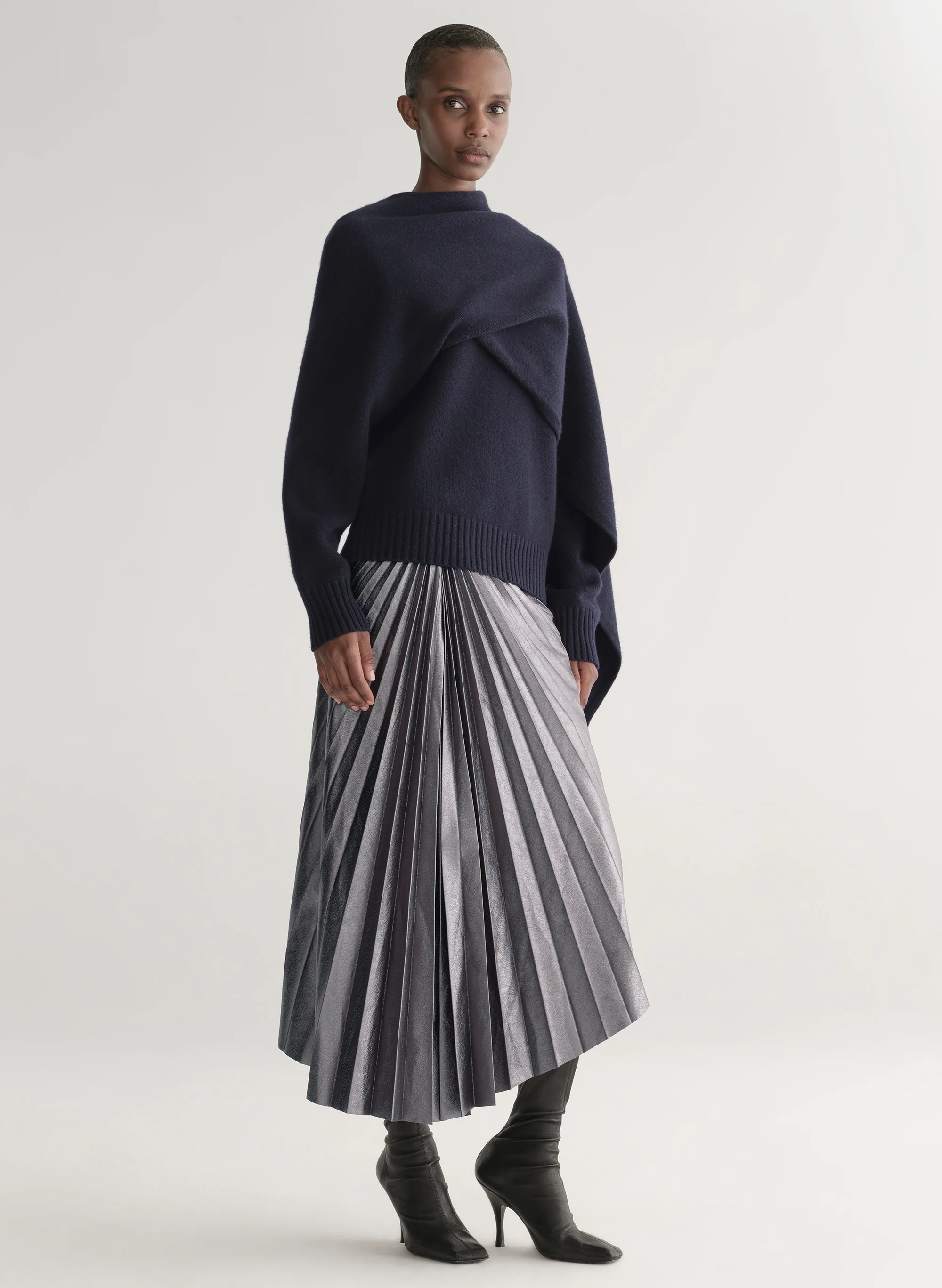 Tracy Metallic Vegan Leather Skirt - Image 4